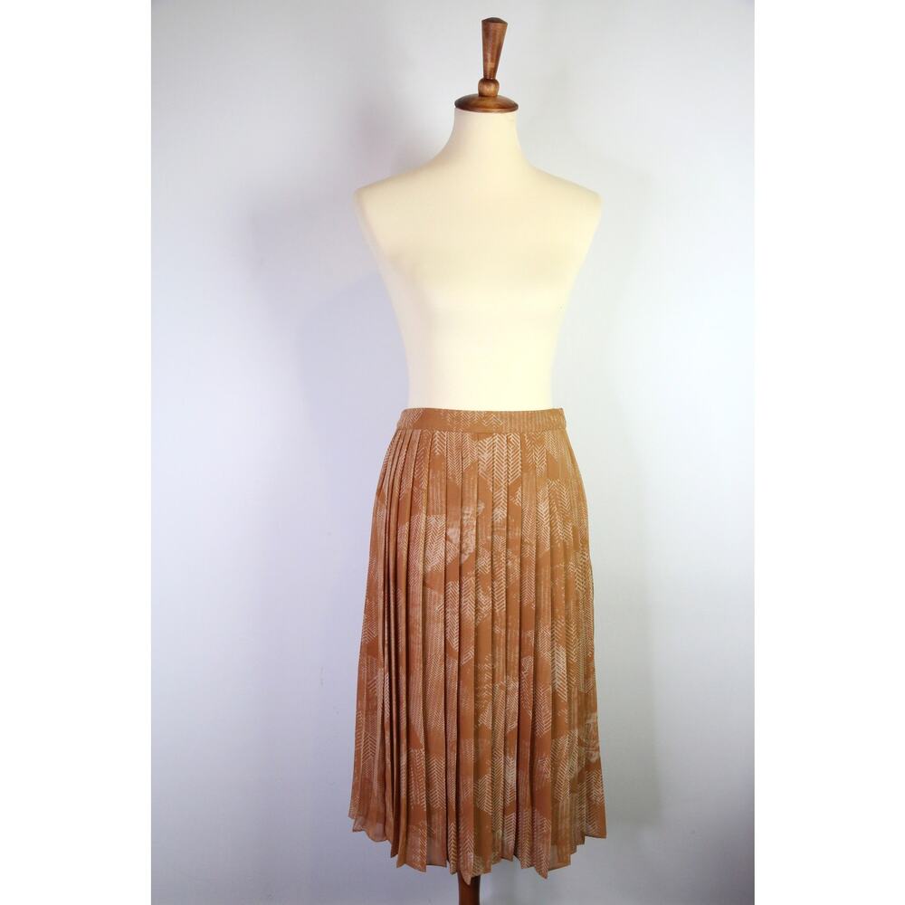 Halogen tan brown pleated skirt herringbone Size 0 XS